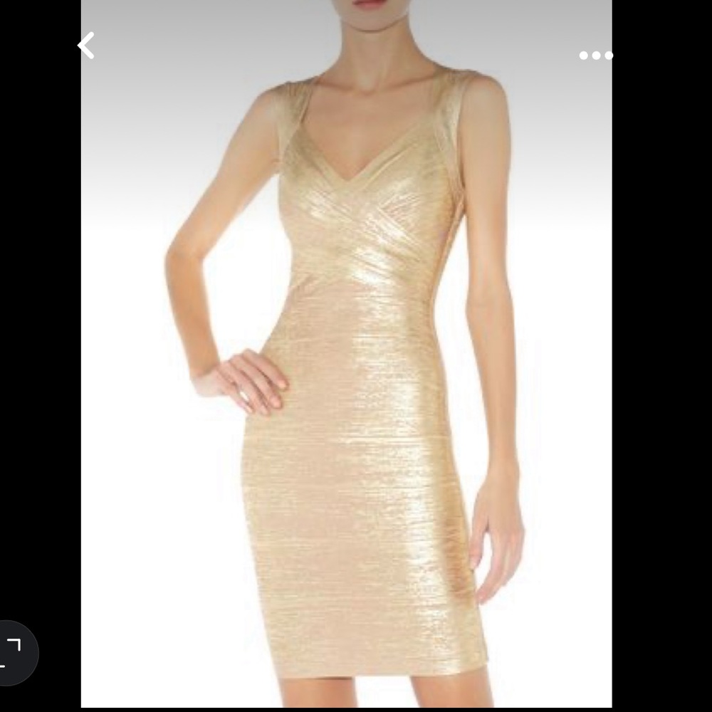 ❗️sold❗️Herve Leger Gold Iman dress, XS